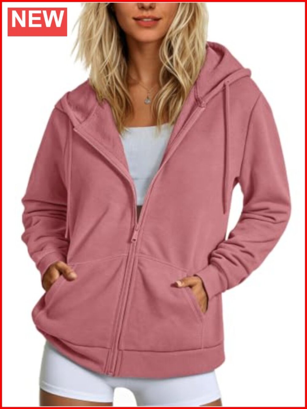 Women's Zip Up Hoodie Fleece Lined Long Sleeve Sweatshirt Kangaroo Pocket